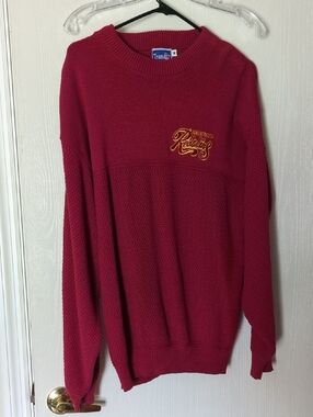 Men's Maroon Crewneck Sweater with Embroidered Script